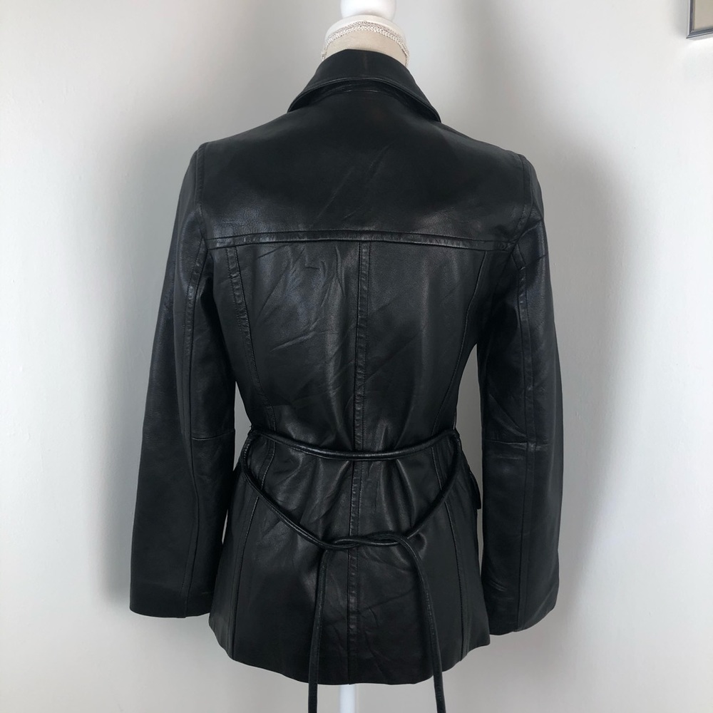 VINTAGE 90s EXPRESS belted zip up leather jacket - Picture 9 of 13